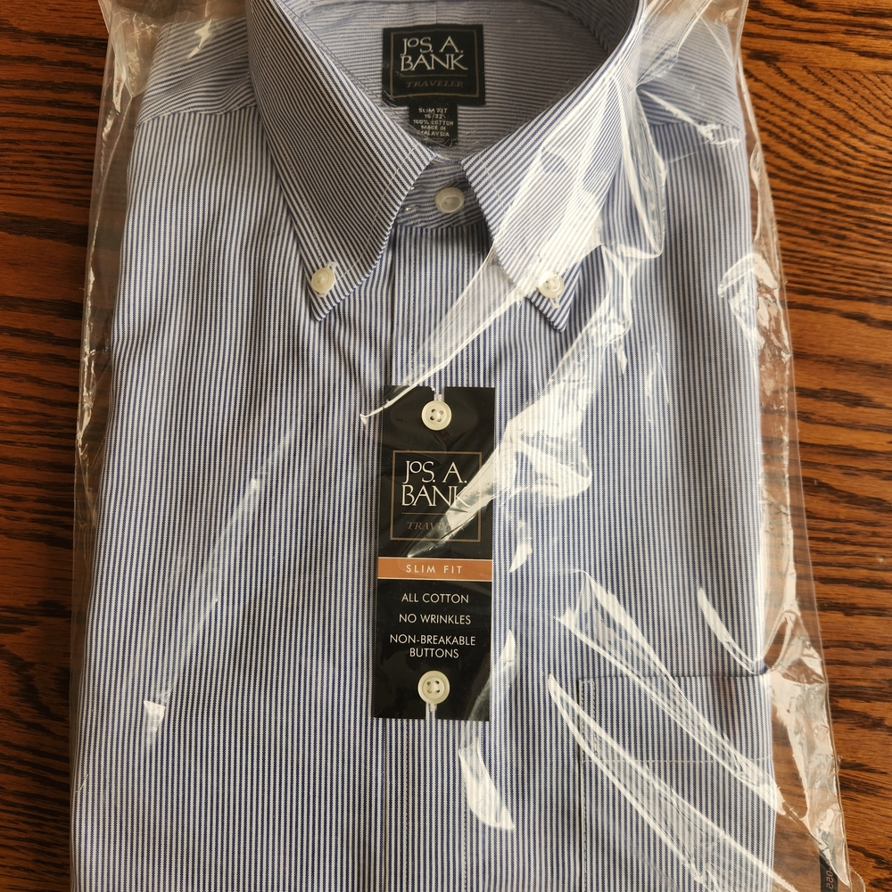 Jos. A. Bank Men's Blue Striped Shirt Slim Fit